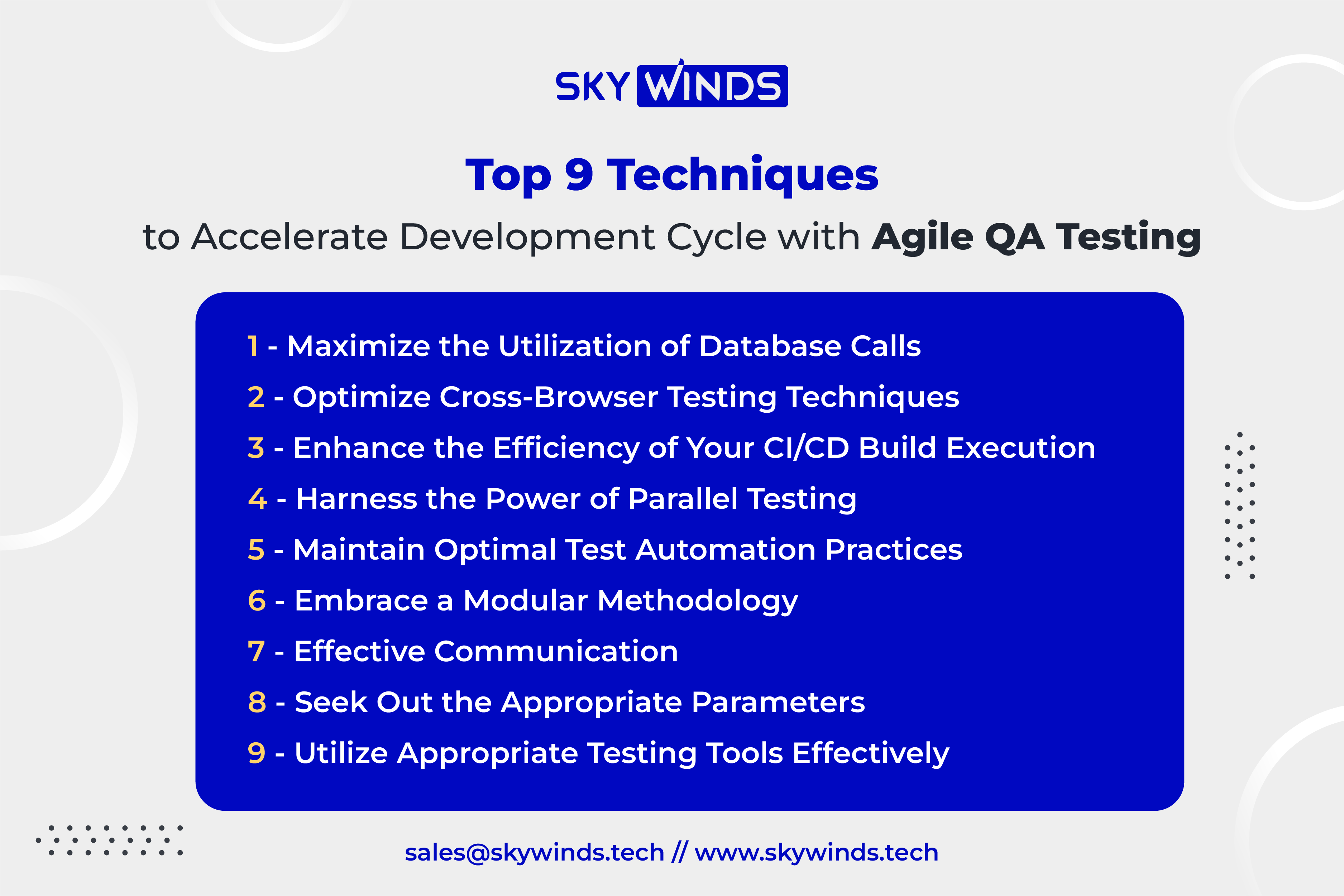 Top 9 Techniques to Accelerate Development Cycle with Agile QA Software Testing Top 9 Techniques to Accelerate Development with Agile QA Testing
